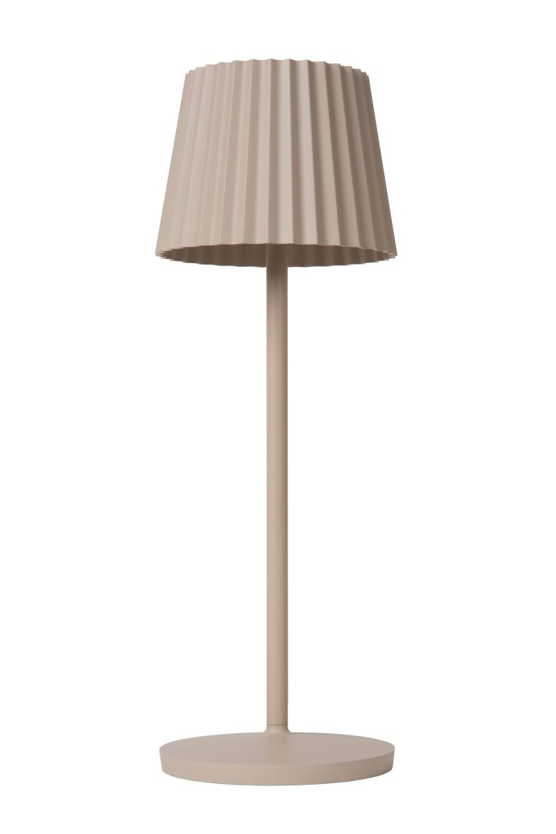 Lucide JUSTINE - Nabíjacia stolová lampa Vonkajšia - Batéria - LED Rozm. - 1x2W 2700K - IP54 - S bezdrôtovou nabíjacou podložkou - Krém